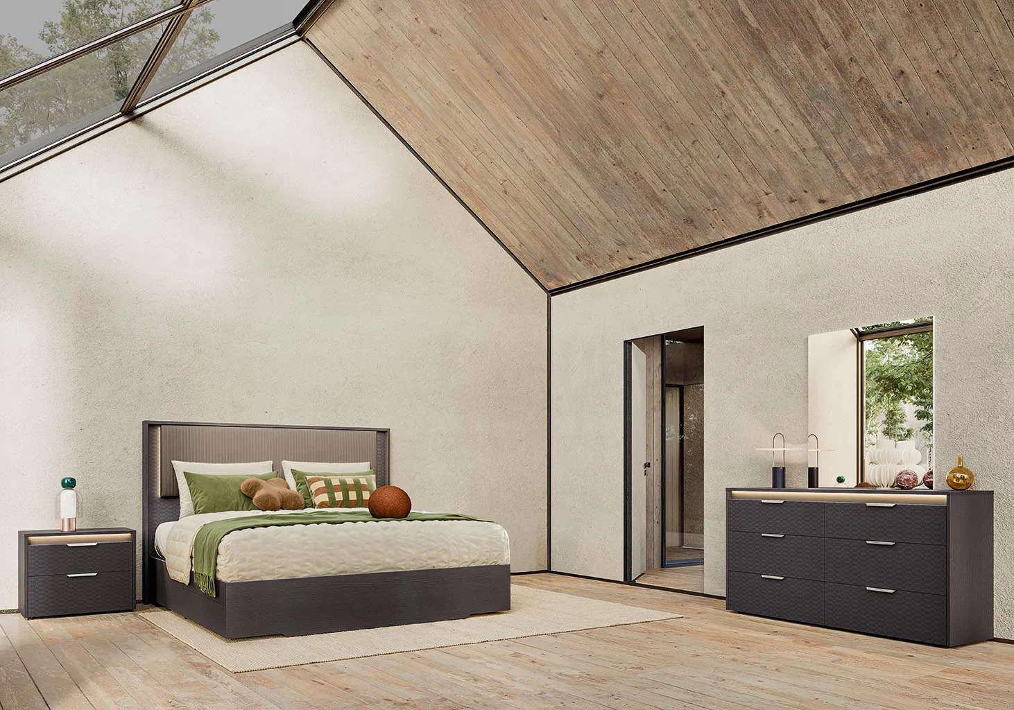 Amy Upholstered Bed With Storage & Dresser & Mirror & Nightstand - Image 2