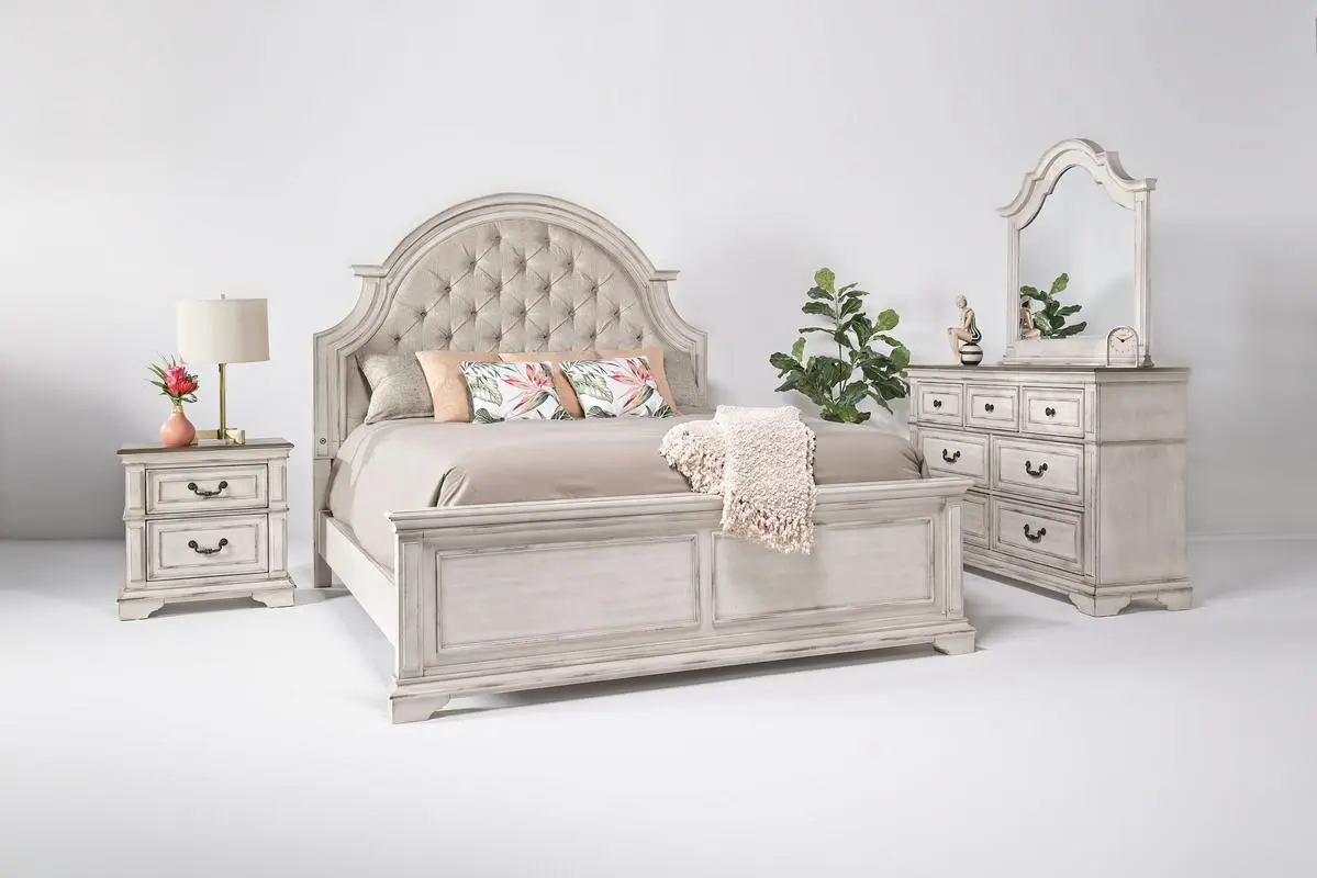 Anastasia Upholstered Panel Bed & Dresser & Mirror & Nightstand - Image 3