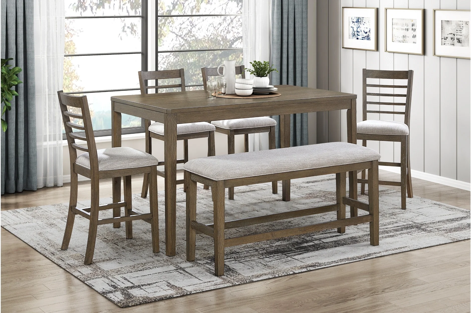 Barry Counter Height Dining Table & 4 Stools & Bench - Image 15
