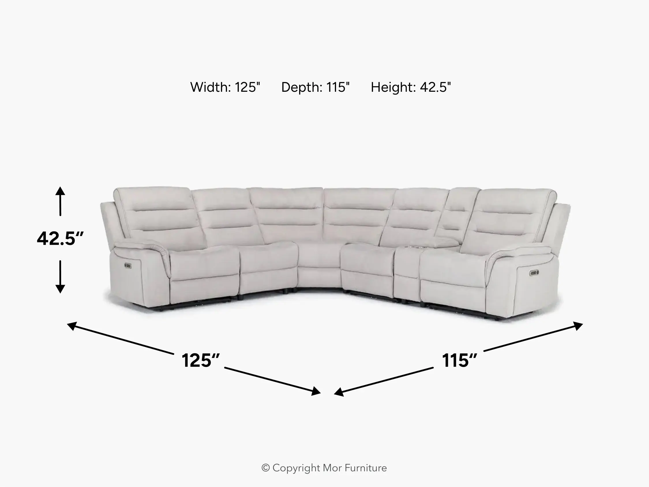 Chanell 6 Piece 2 Power Sectional - Image 6