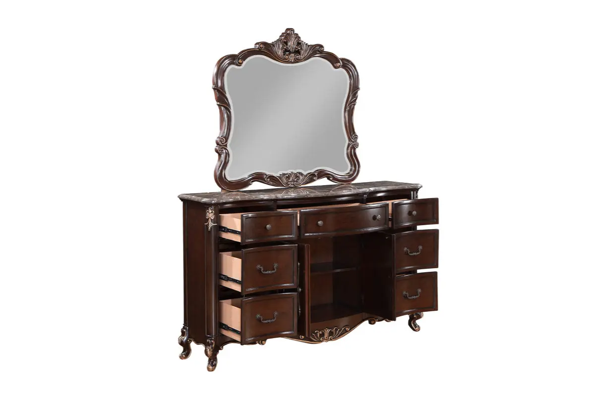 Constantine Upholstered Bed & Dresser & Mirror - Image 17