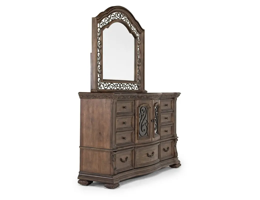 Durango Upholstered Sleigh Bed & Dresser & Mirror - Image 19