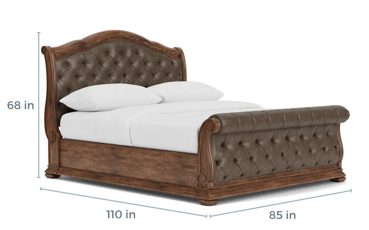 Durango Upholstered Sleigh Bed & Dresser & Mirror - Image 29