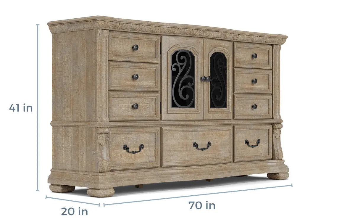Durango Upholstered Sleigh Bed & Dresser & Mirror - Image 32