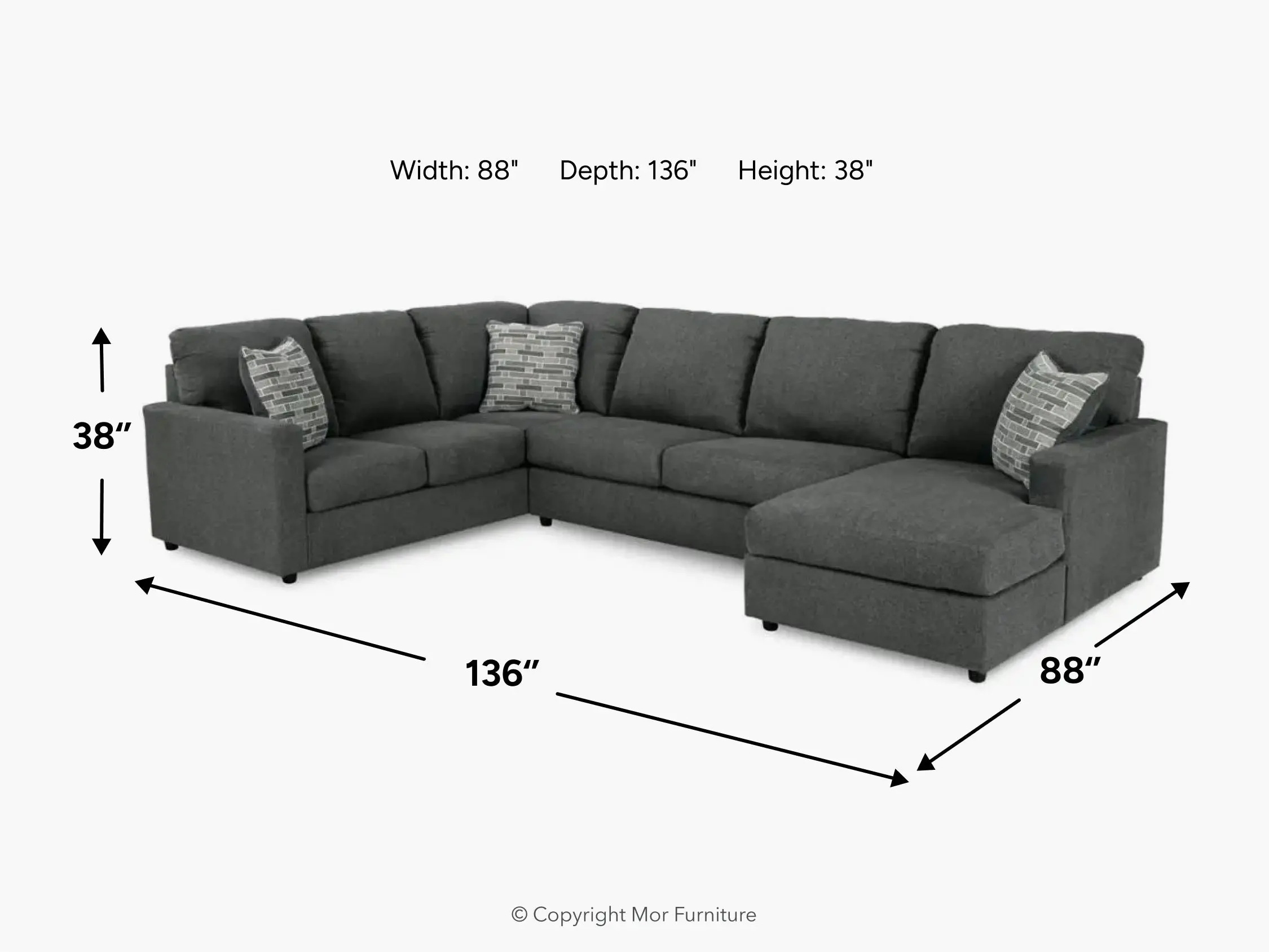 Edenfield Tux Loveseat Chaise Sectional - Image 3