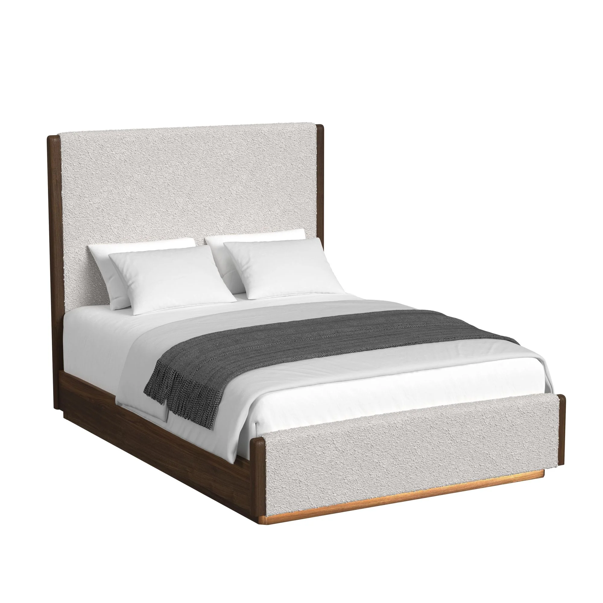 Elm Upholstered Bed With Lights, Dresser, Mirror & Nightstand - Image 3