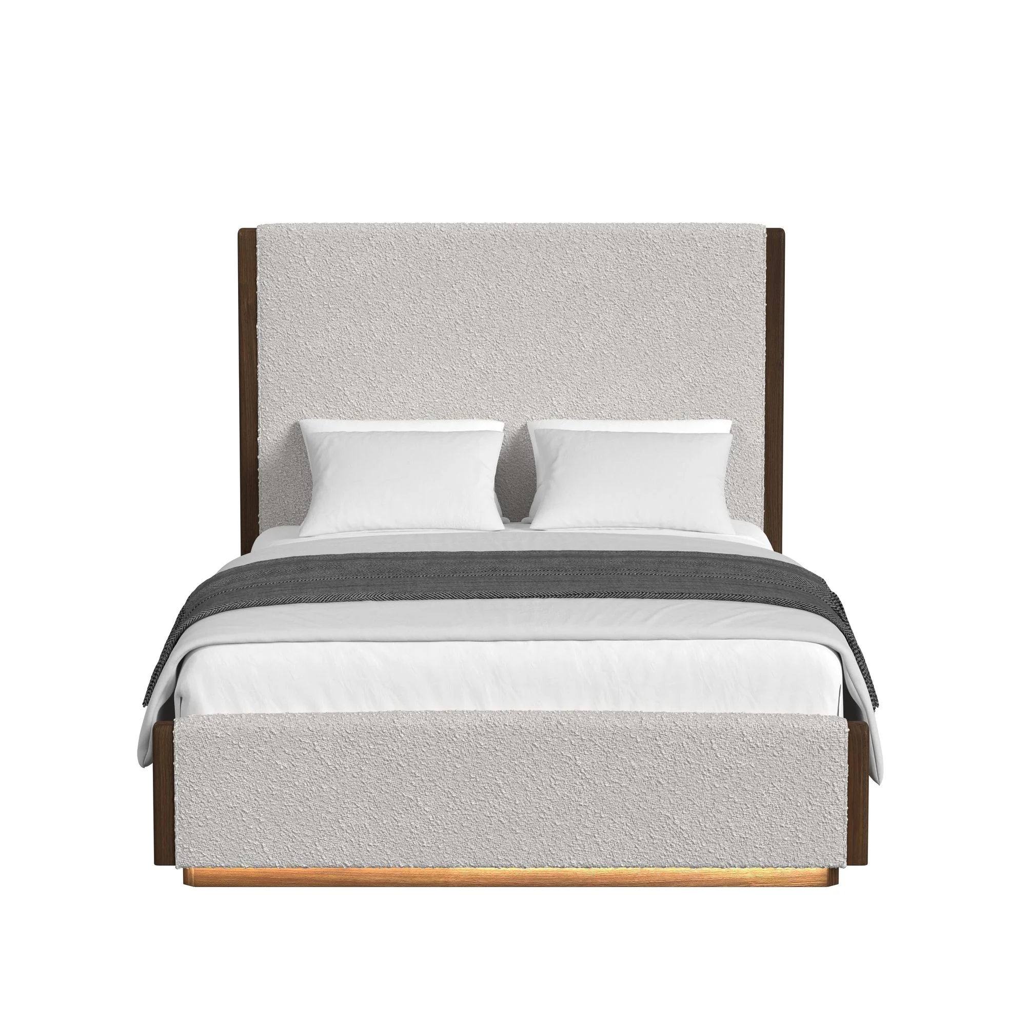 Elm Upholstered Bed With Lights, Dresser, Mirror & Nightstand - Image 5
