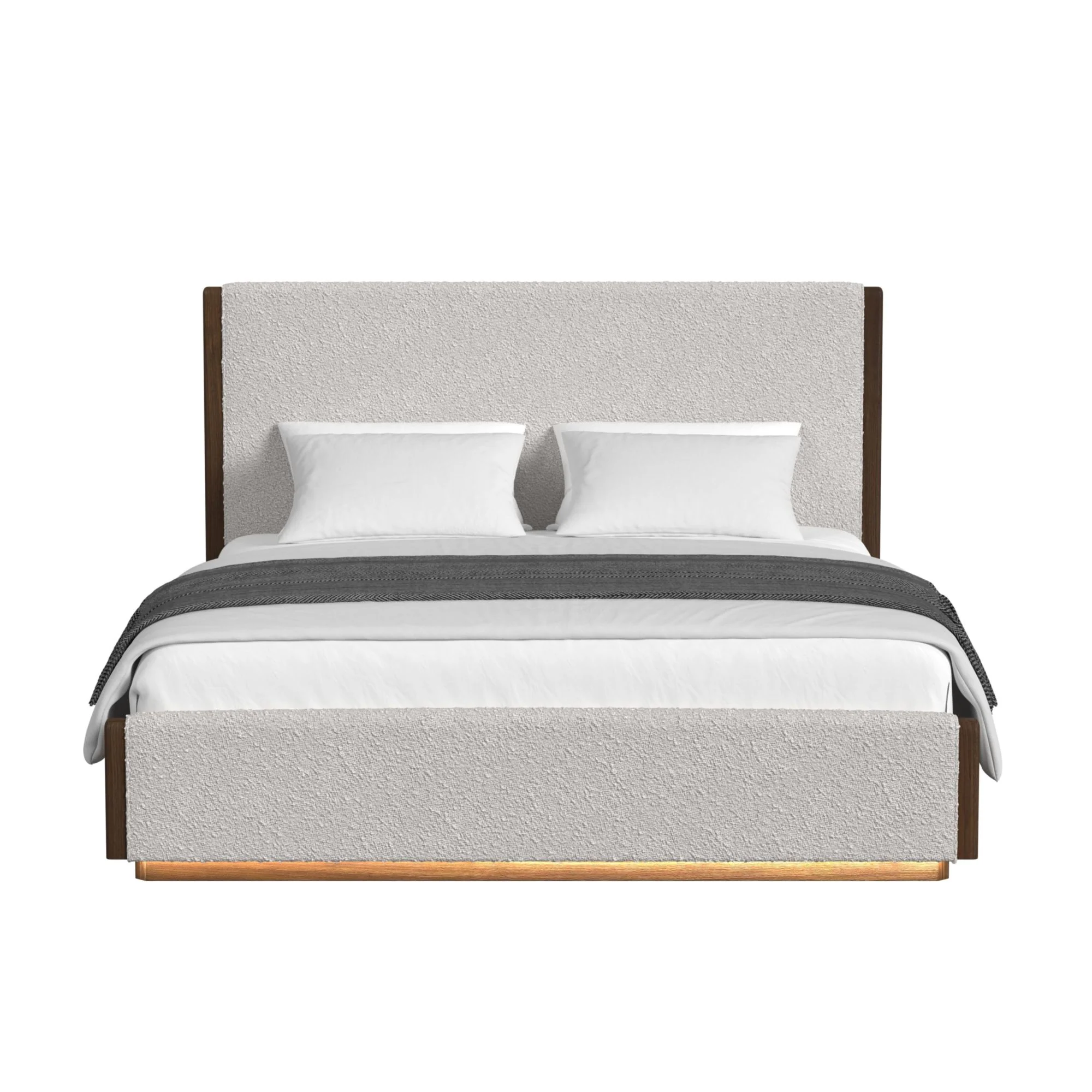 Elm Upholstered Bed With Lights, Dresser, Mirror & Nightstand - Image 6