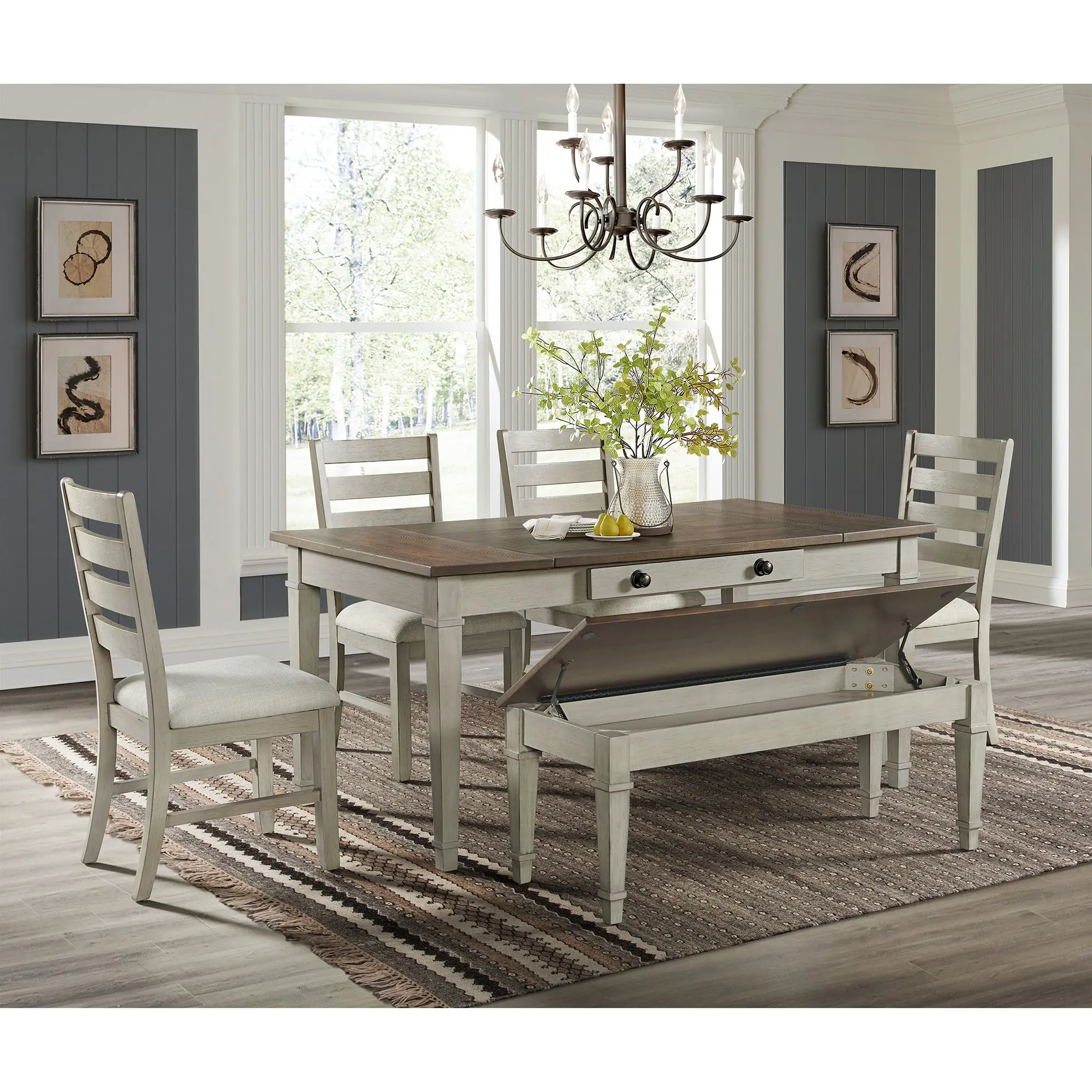 Farmington Dining Table & 4 Chairs & Bench - Image 2