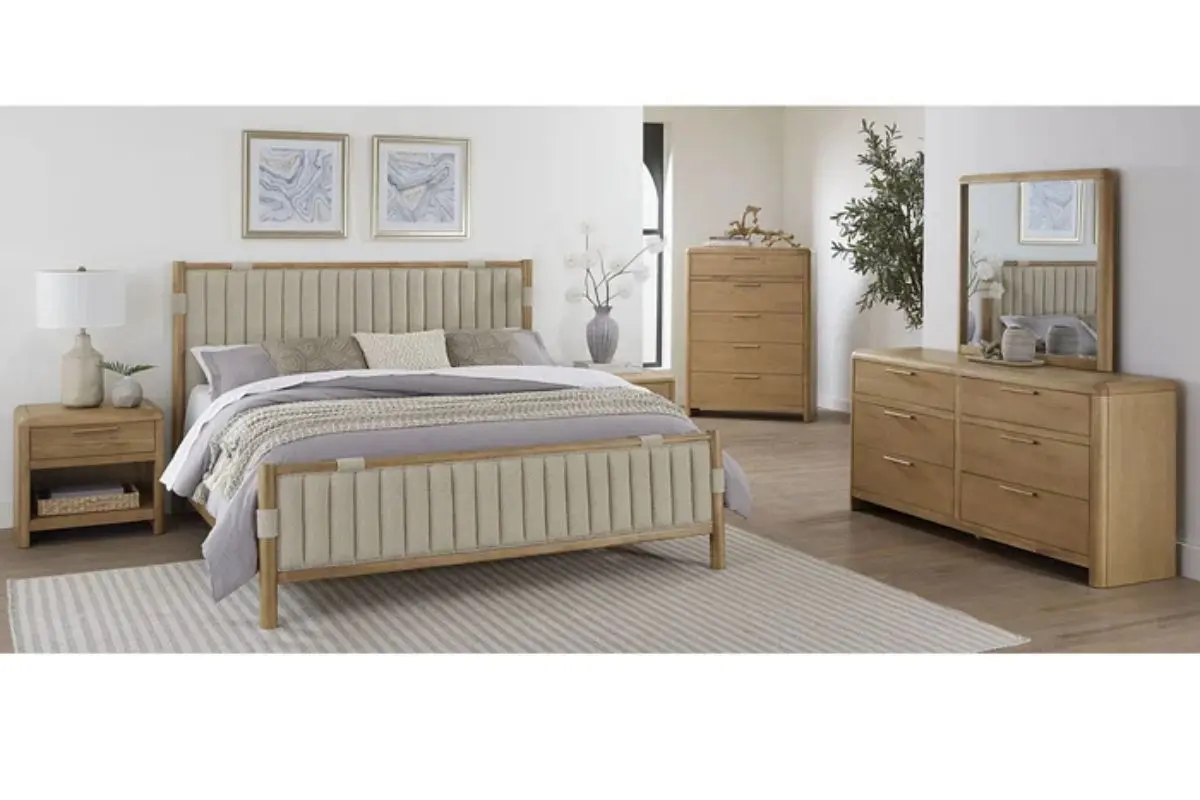 Furano Upholstered Panel Bed & Dresser & Mirror & Nightstand - Image 2