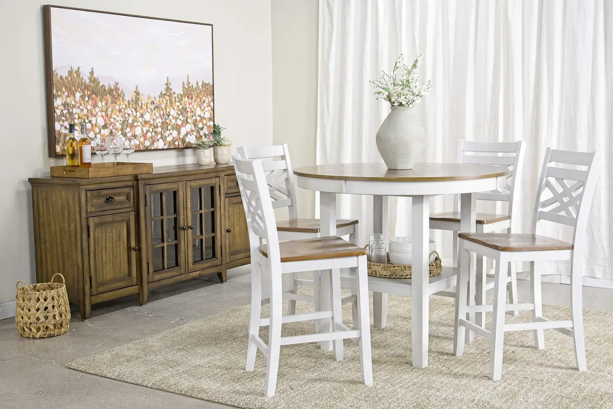 Harlin Round Counter Height Dining Table & 4 Stools