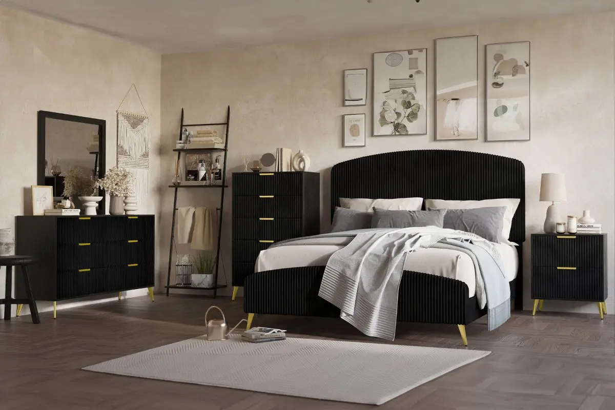 Kailani Upholstered Panel Bed & Dresser & Mirror & Nightstand - Image 2