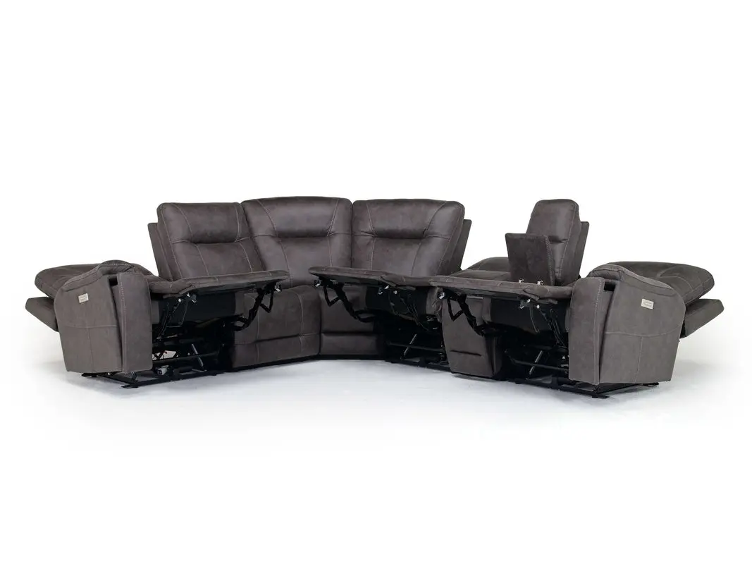 Kingston 6 Piece 3 Power Sectional With 3 Power Armless Recliner - Image 4