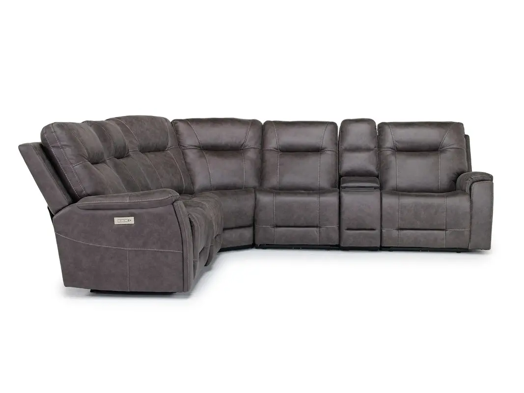Kingston 6 Piece 3 Power Sectional With 3 Power Armless Recliner - Image 6