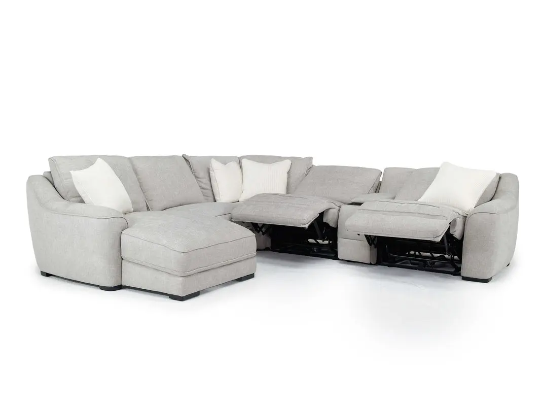 Mayflower 6 Piece 2 Power Chaise Sectional With 2 Power Armless Recliner - Image 3