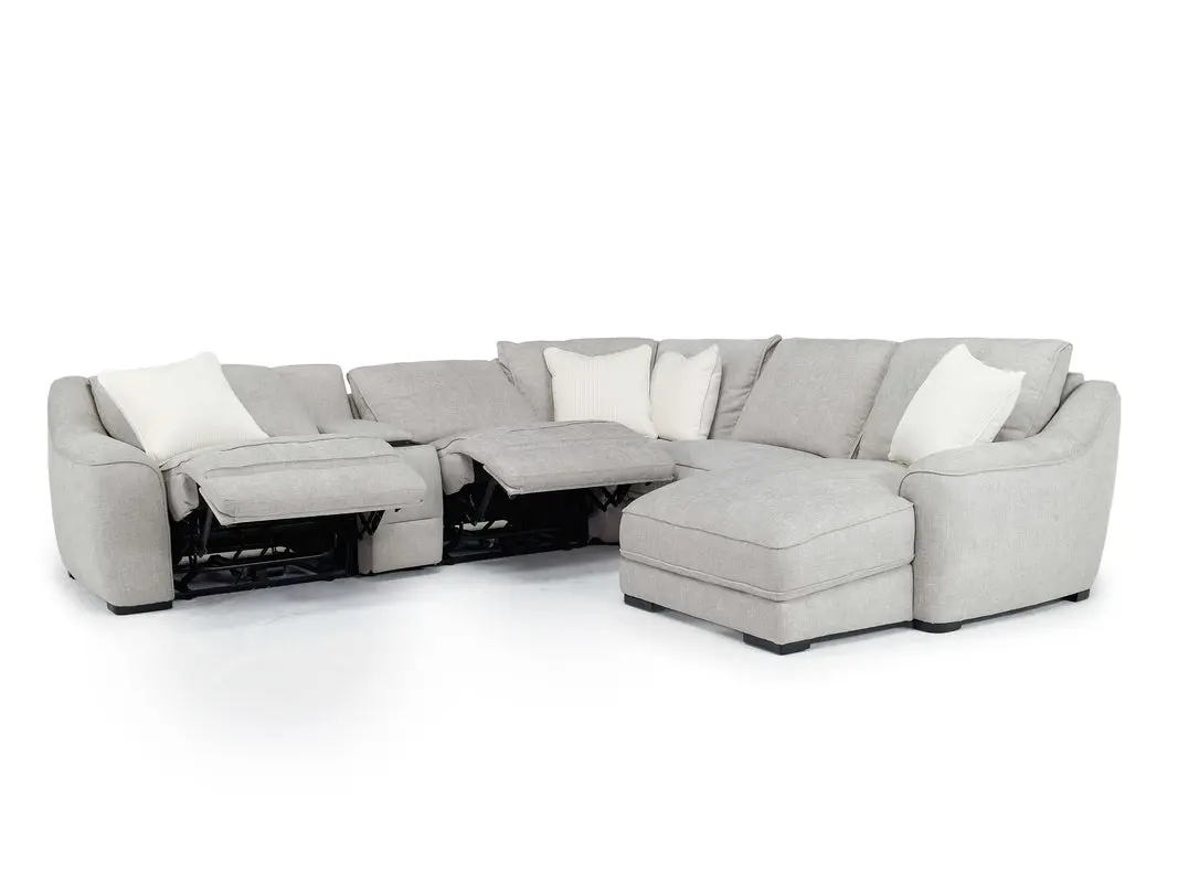 Mayflower 6 Piece 2 Power Chaise Sectional With 2 Power Armless Recliner - Image 4
