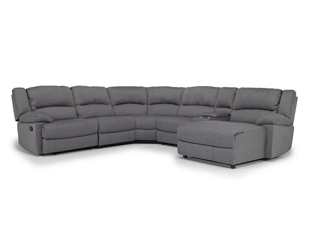 Sylas 6 Piece Reclining Chaise Sectional With Armless Recliner - Image 11