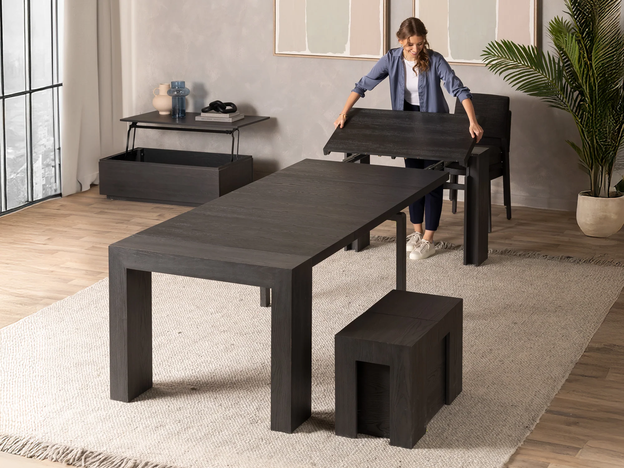 Transformer Dining Table & 4 Chairs & Bench - Image 7