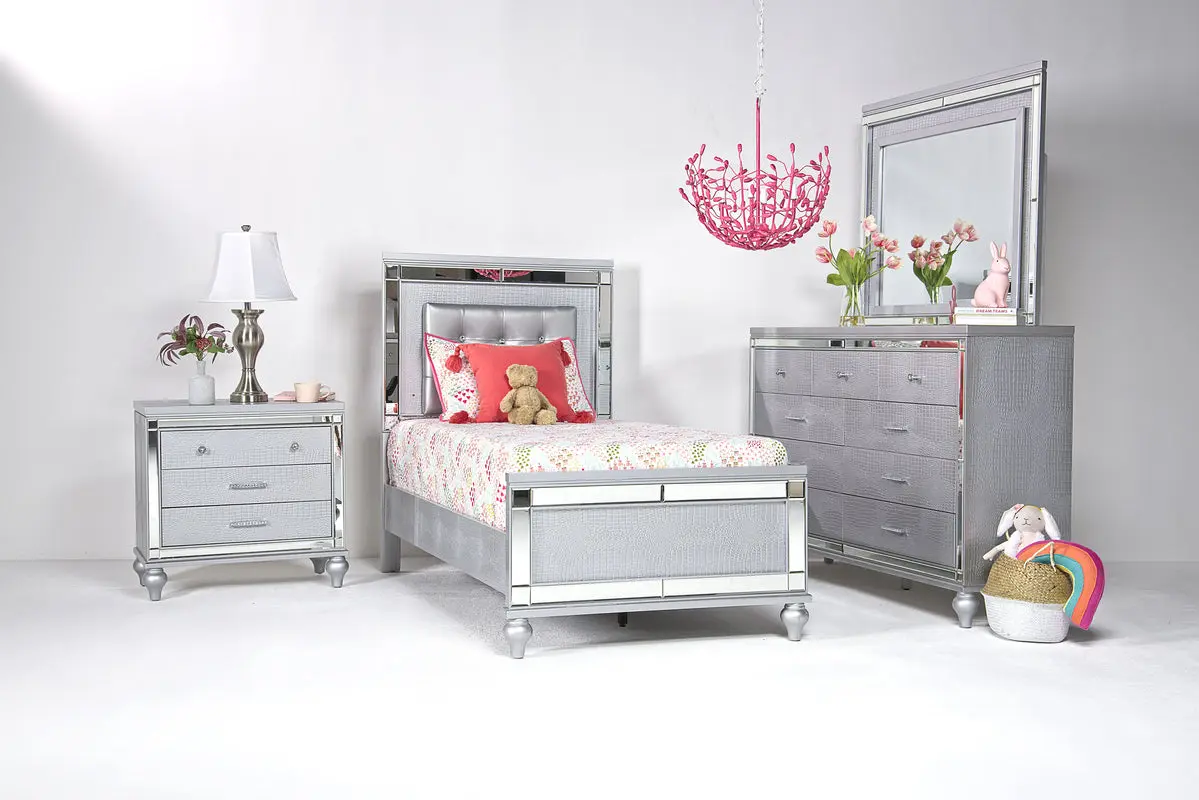 Valentino Panel Bed & Dresser & Mirror & Nightstand - Image 10