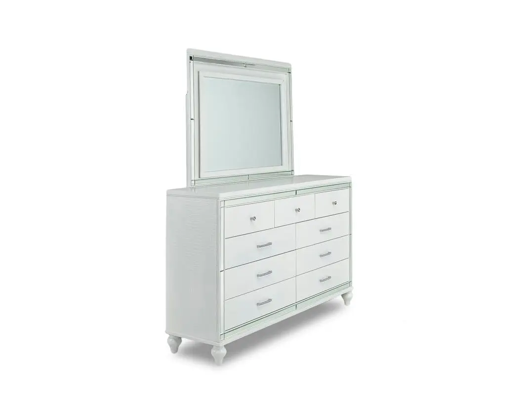 Valentino Panel Bed & Dresser & Mirror & Nightstand - Image 14