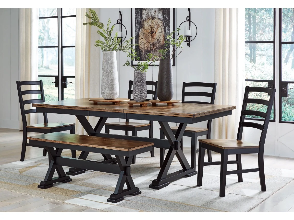 Wildenauer Dining Table & 4 Chairs & Bench