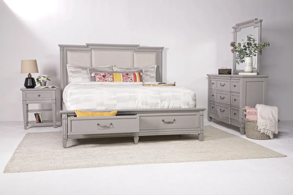 Willowbrook Upholstered Panel Bed & Dresser & Mirror - Image 11