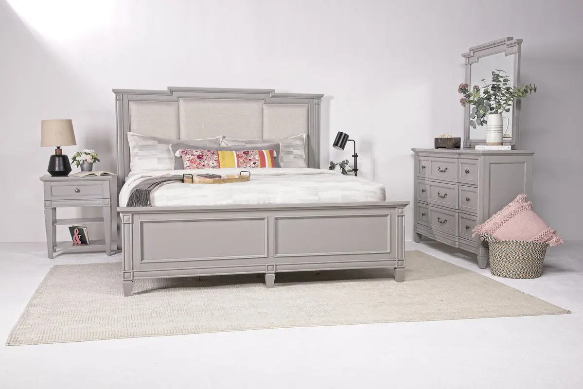 Willowbrook Upholstered Panel Bed & Dresser & Mirror - Image 8